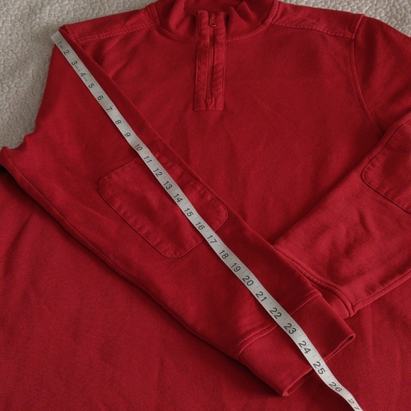 Untuckit Medium Wolfred Red Quarter Zip Elbow Patch 100% Cotton Pullover - Picture 6 of 17